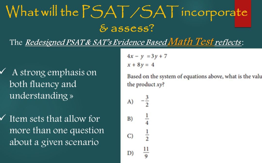PSAT/SAT math slide with sample problem